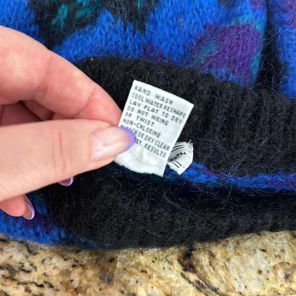 Gallagher Vintage Mohair Blend Geo Pattern Fuzzy Sweater Size S - Picture 5 of 7